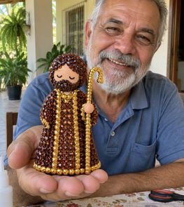 Imagem ilustrativa de personagem artesanal do presépio em EVA e strass